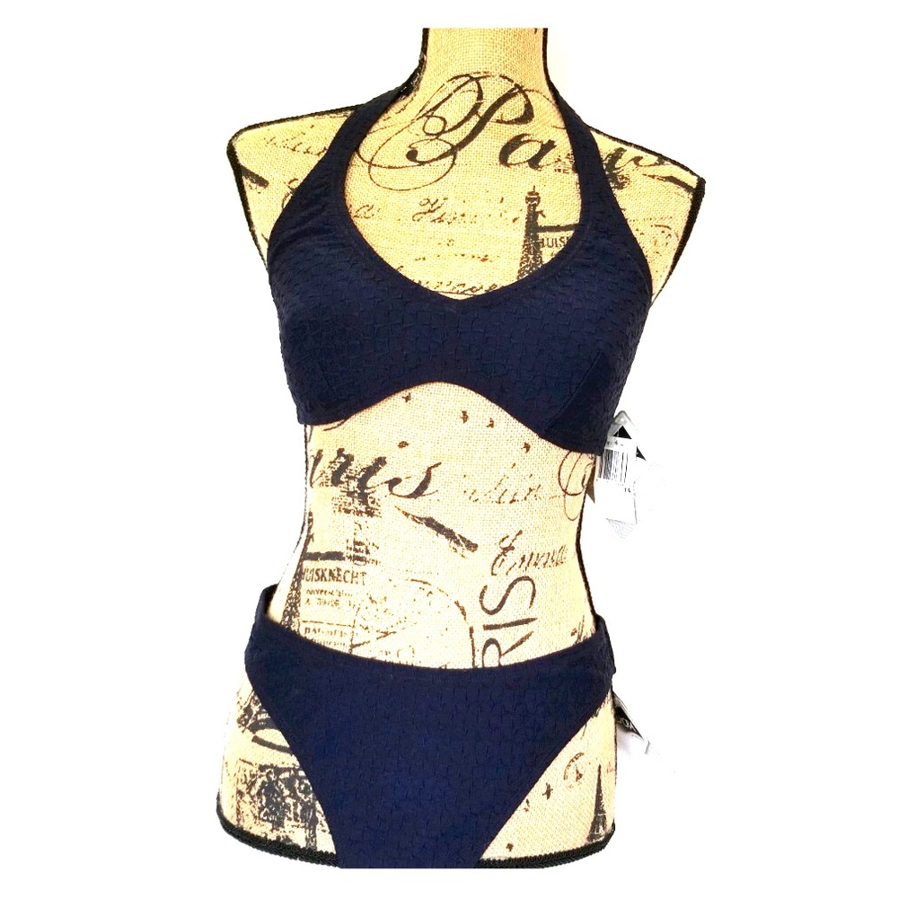 NWT Navy Speedo halter bikini size 14 - Picture 1 of 8